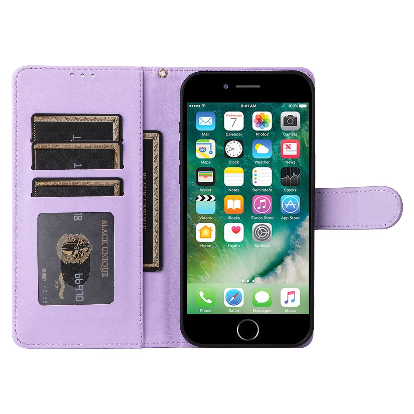 iPhone 8 Plus / 7 Plus Diamond Lattice Leather Flip Phone Case - Durable and Convenient Holder with Precision Cutouts