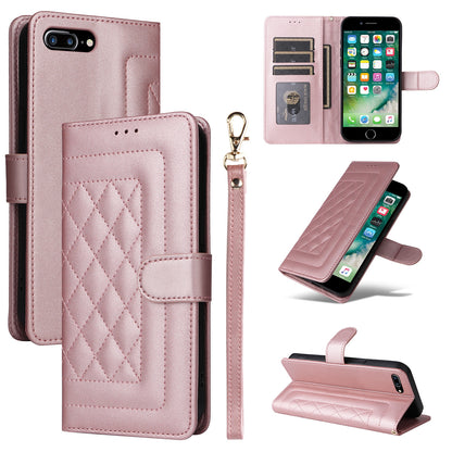 iPhone 8 Plus / 7 Plus Diamond Lattice Leather Flip Phone Case - Durable and Convenient Holder with Precision Cutouts