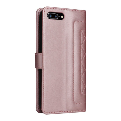 iPhone 8 Plus / 7 Plus Diamond Lattice Leather Flip Phone Case - Durable and Convenient Holder with Precision Cutouts