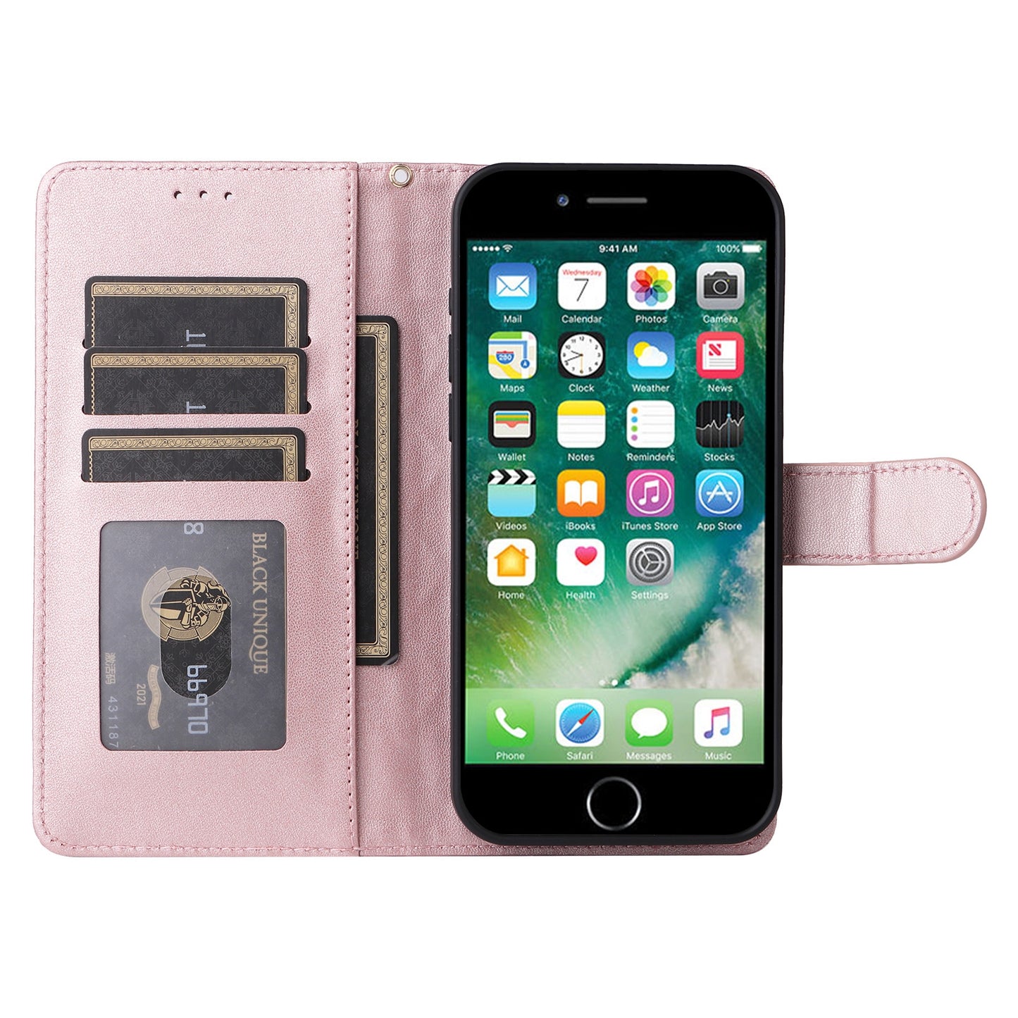 iPhone 8 Plus / 7 Plus Diamond Lattice Leather Flip Phone Case - Durable and Convenient Holder with Precision Cutouts