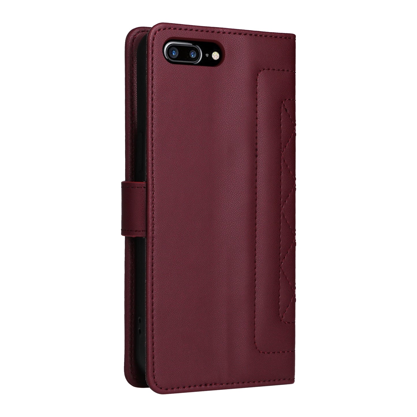 iPhone 8 Plus / 7 Plus Diamond Lattice Leather Flip Phone Case - Durable and Convenient Holder with Precision Cutouts