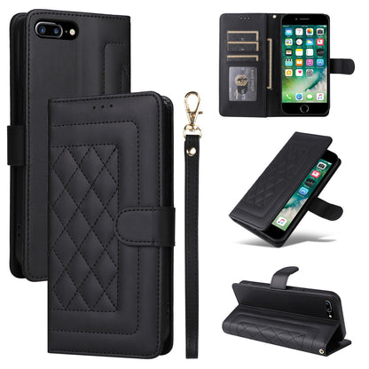 iPhone 8 Plus / 7 Plus Diamond Lattice Leather Flip Phone Case - Durable and Convenient Holder with Precision Cutouts