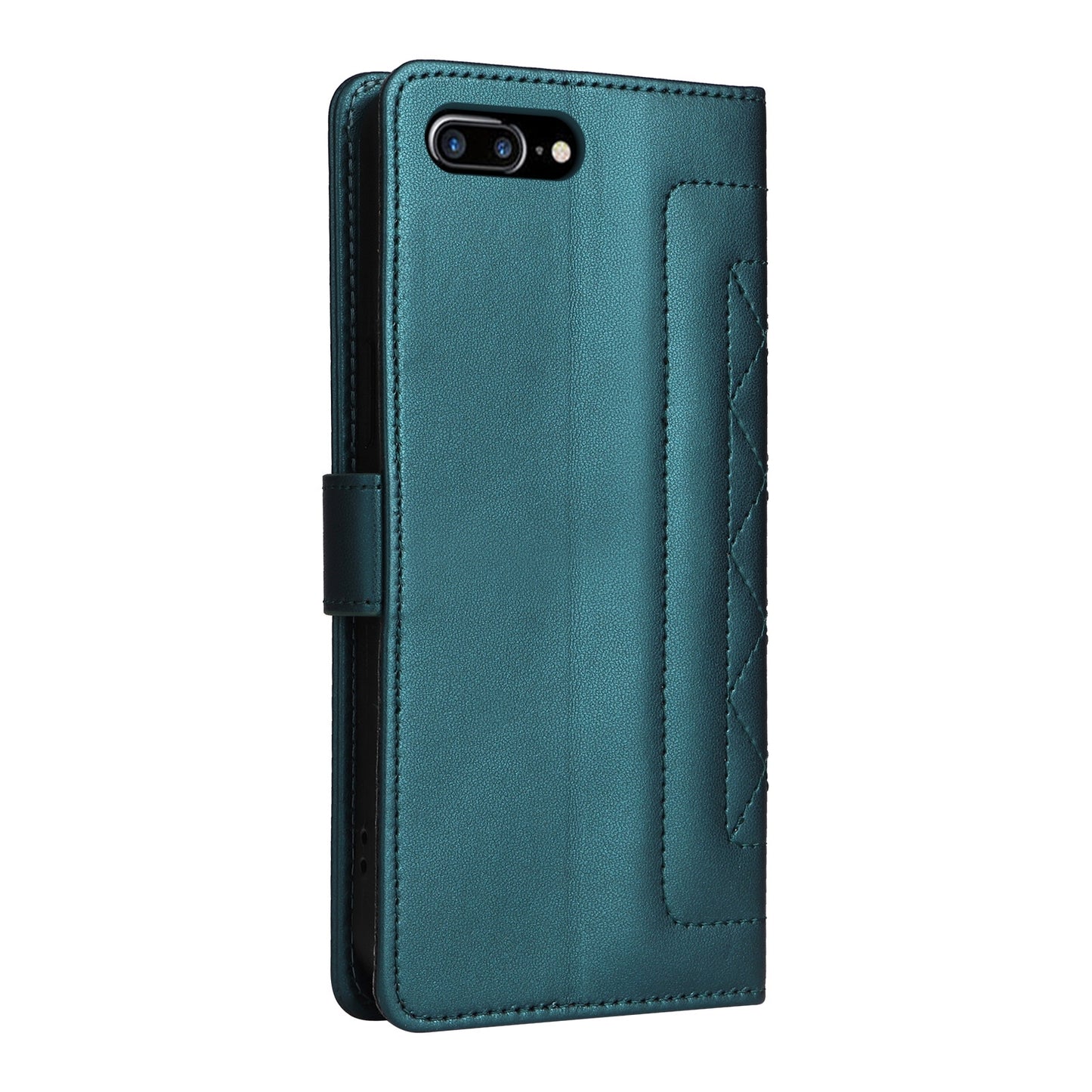 iPhone 8 Plus / 7 Plus Diamond Lattice Leather Flip Phone Case - Durable and Convenient Holder with Precision Cutouts