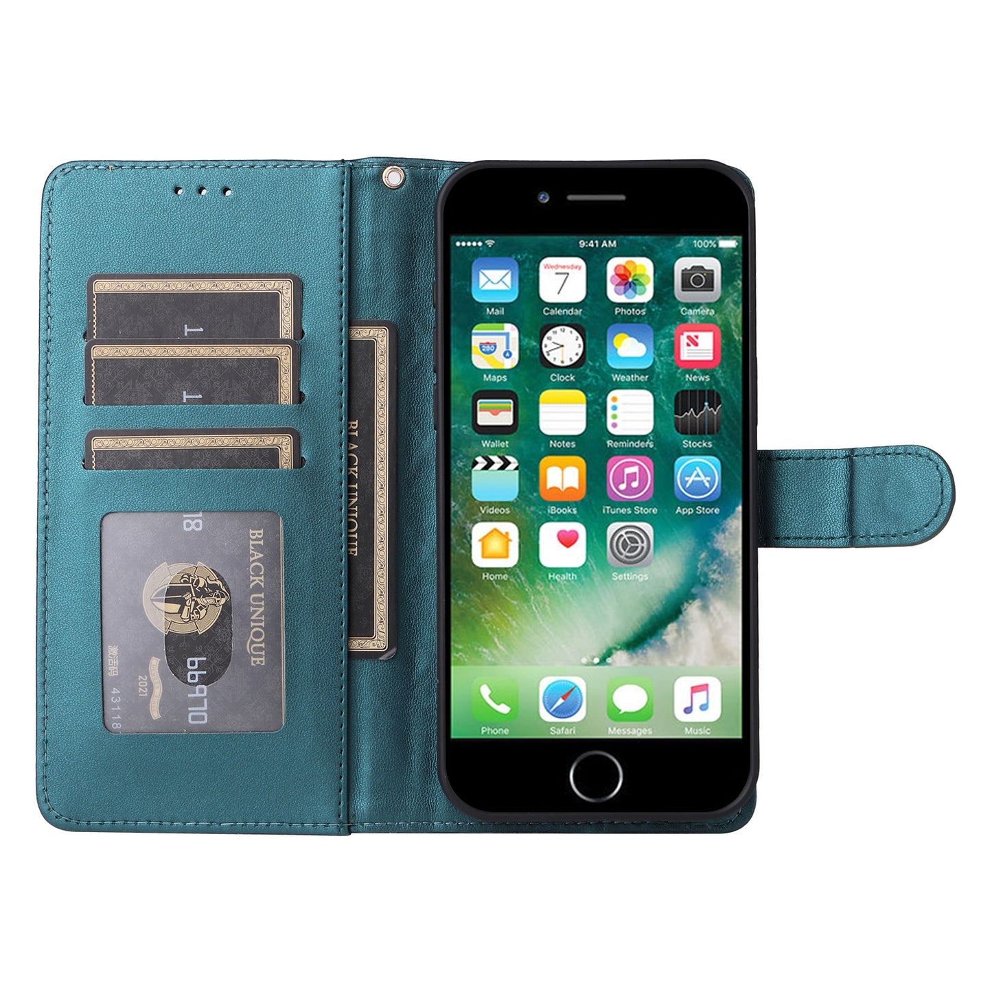 iPhone 8 Plus / 7 Plus Diamond Lattice Leather Flip Phone Case - Durable and Convenient Holder with Precision Cutouts