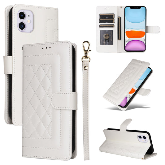iPhone 11 Diamond Lattice Leather Flip Phone Case - Durable and Convenient Holder with Precision Cutouts