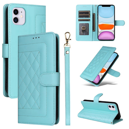 iPhone 11 Diamond Lattice Leather Flip Phone Case - Durable and Convenient Holder with Precision Cutouts