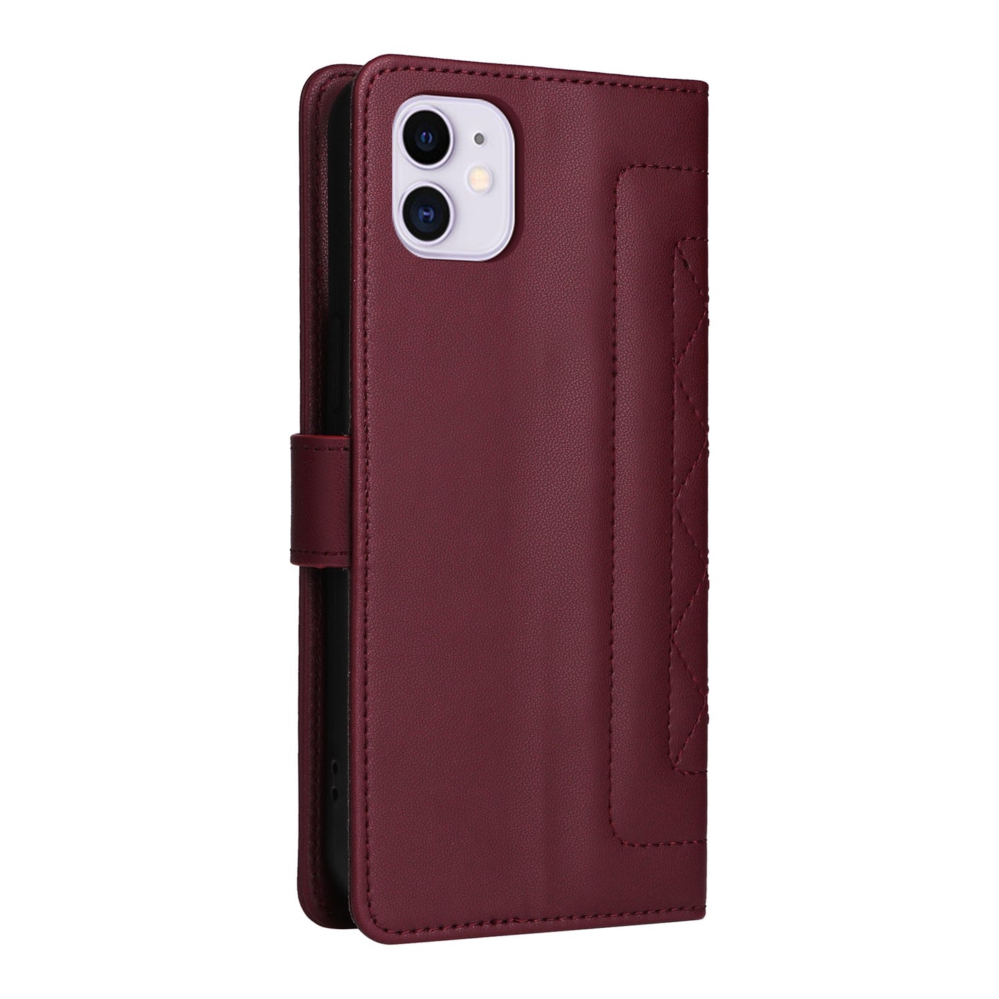 iPhone 11 Diamond Lattice Leather Flip Phone Case - Durable and Convenient Holder with Precision Cutouts