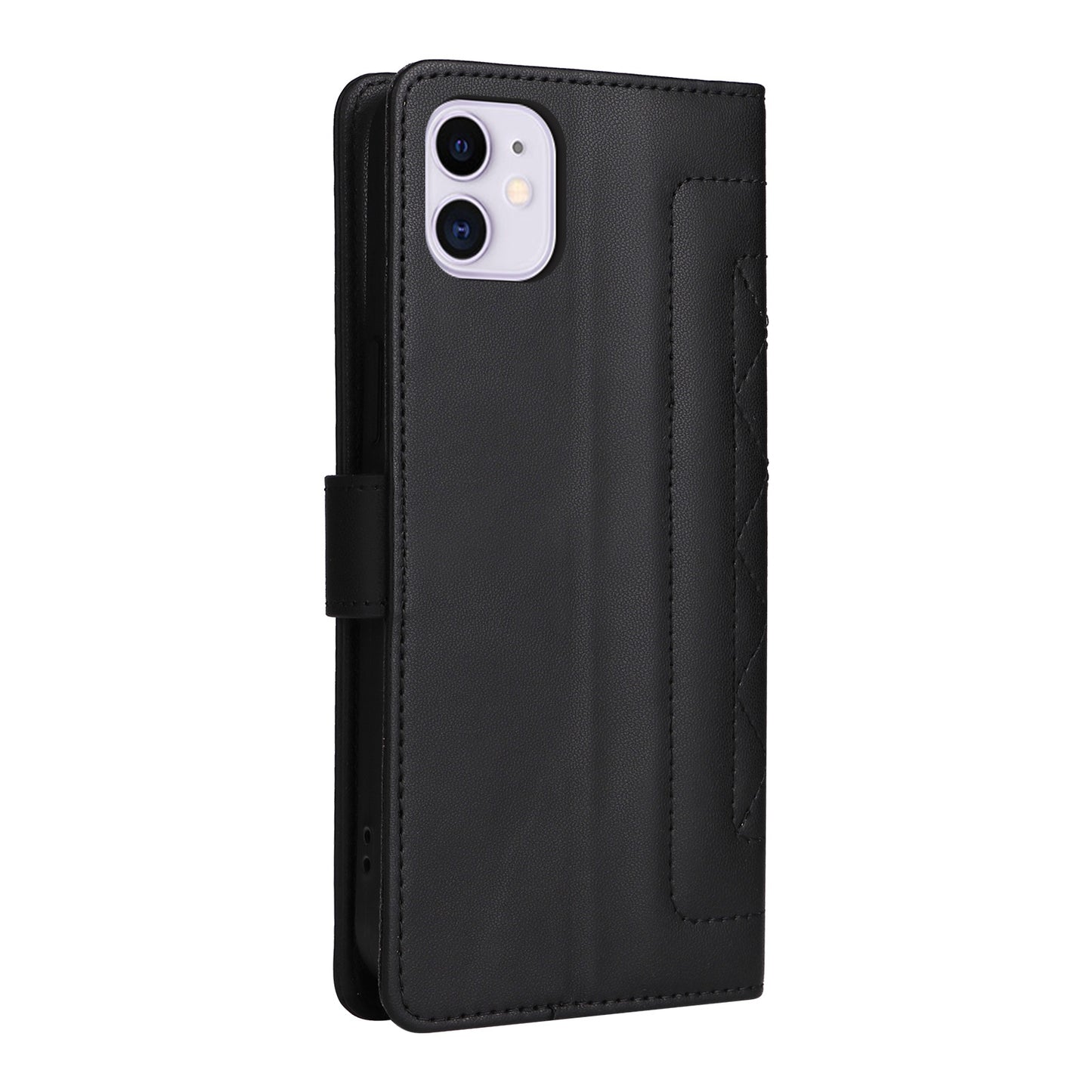 iPhone 11 Diamond Lattice Leather Flip Phone Case - Durable and Convenient Holder with Precision Cutouts