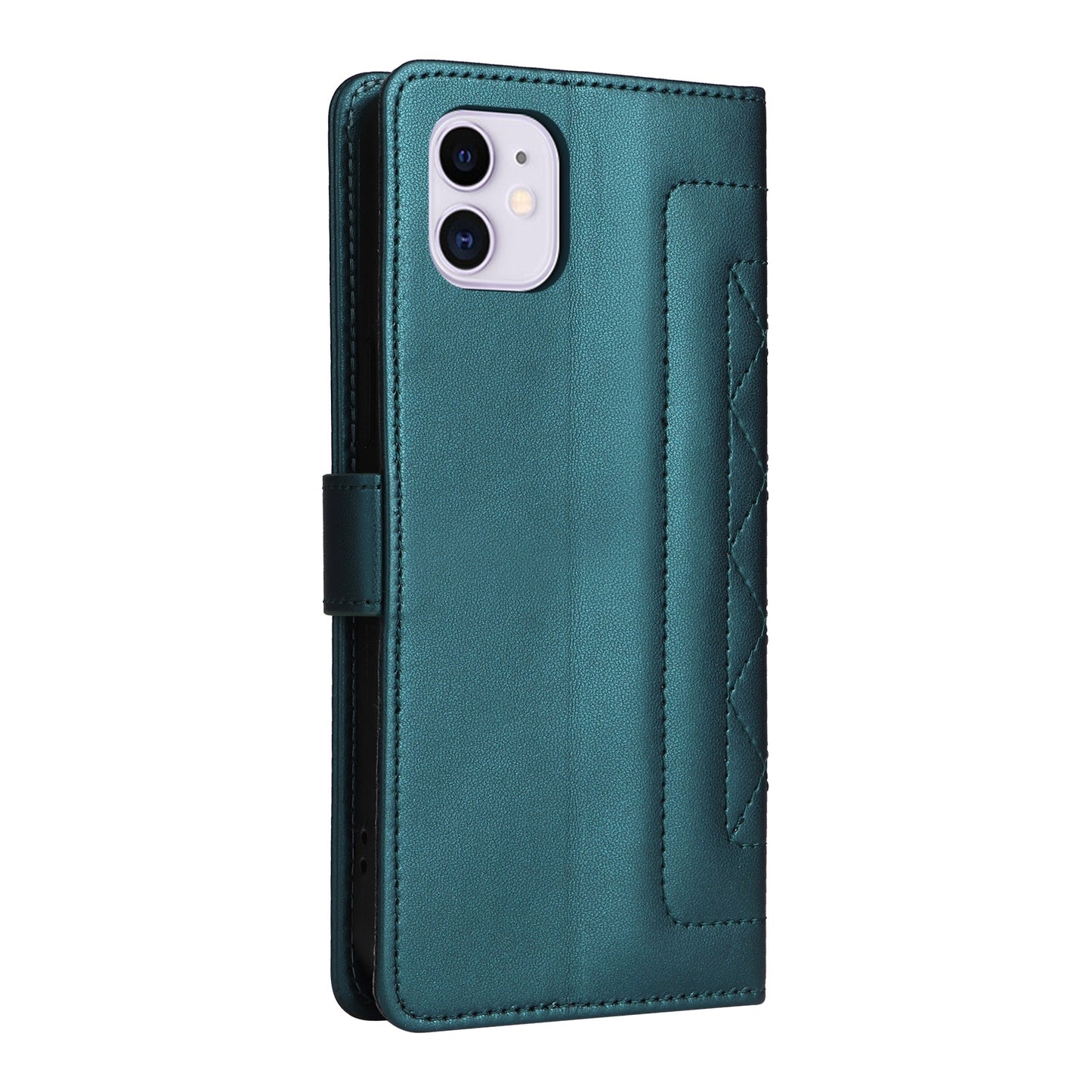 iPhone 11 Diamond Lattice Leather Flip Phone Case - Durable and Convenient Holder with Precision Cutouts