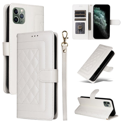 iPhone 11 Pro Diamond Lattice Leather Flip Phone Case - Durable and Convenient Holder with Precision Cutouts