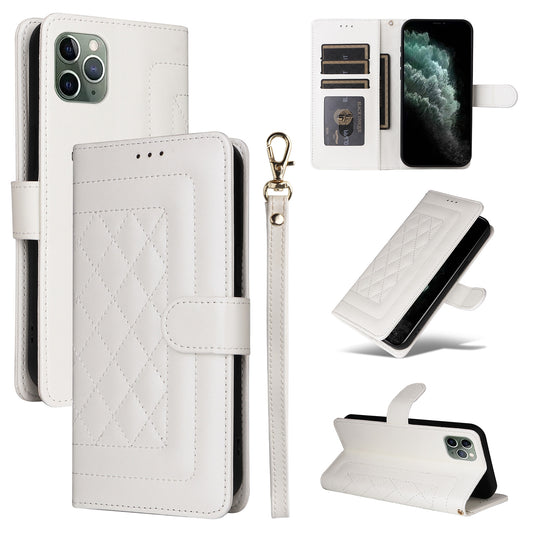iPhone 11 Pro Diamond Lattice Leather Flip Phone Case - Durable and Convenient Holder with Precision Cutouts