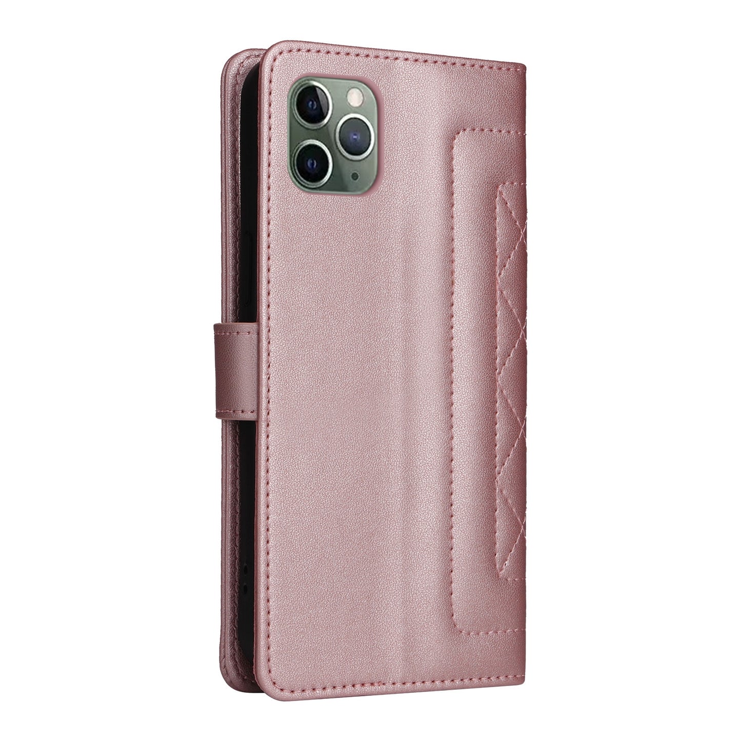 iPhone 11 Pro Diamond Lattice Leather Flip Phone Case - Durable and Convenient Holder with Precision Cutouts