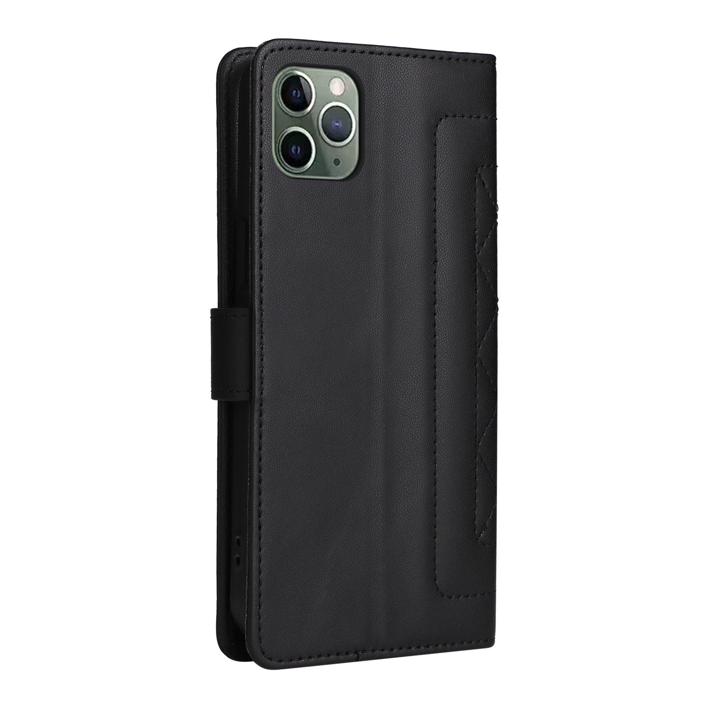 iPhone 11 Pro Diamond Lattice Leather Flip Phone Case - Durable and Convenient Holder with Precision Cutouts