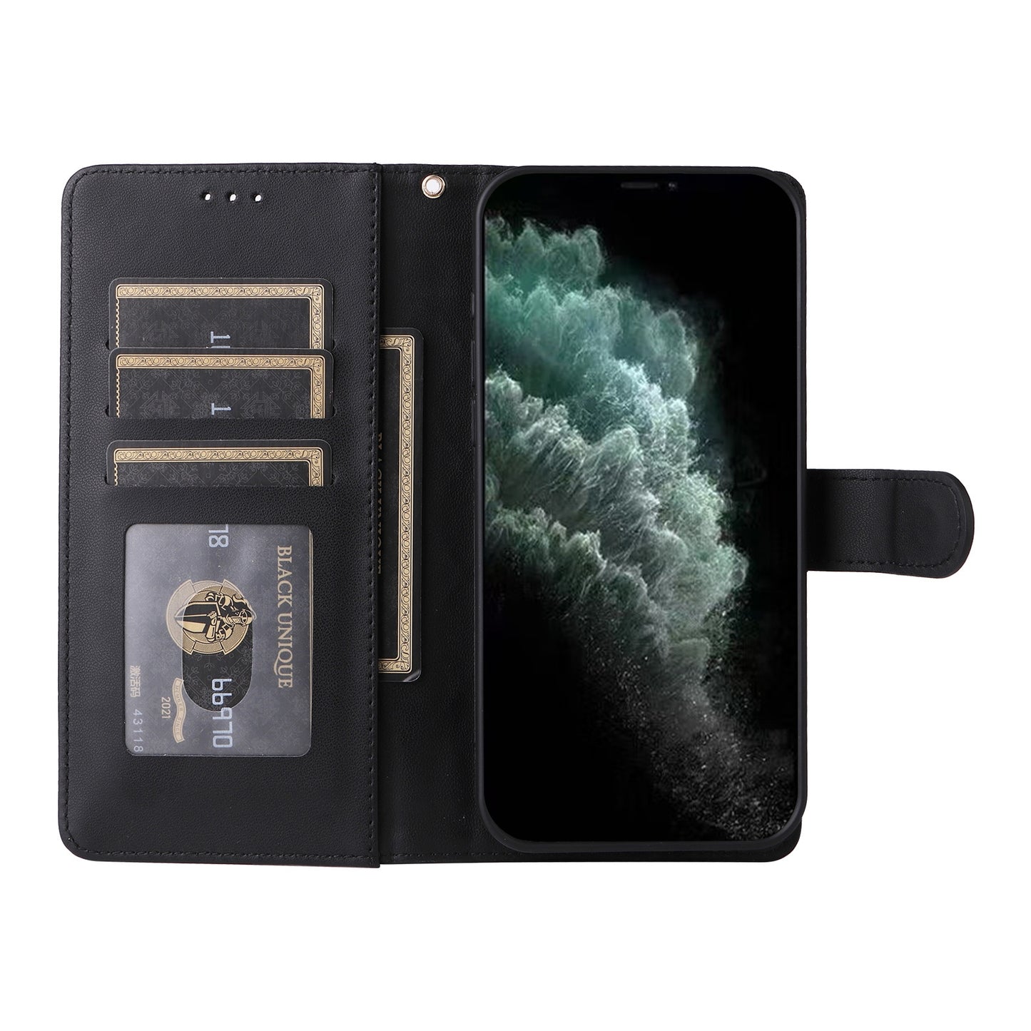 iPhone 11 Pro Diamond Lattice Leather Flip Phone Case - Durable and Convenient Holder with Precision Cutouts