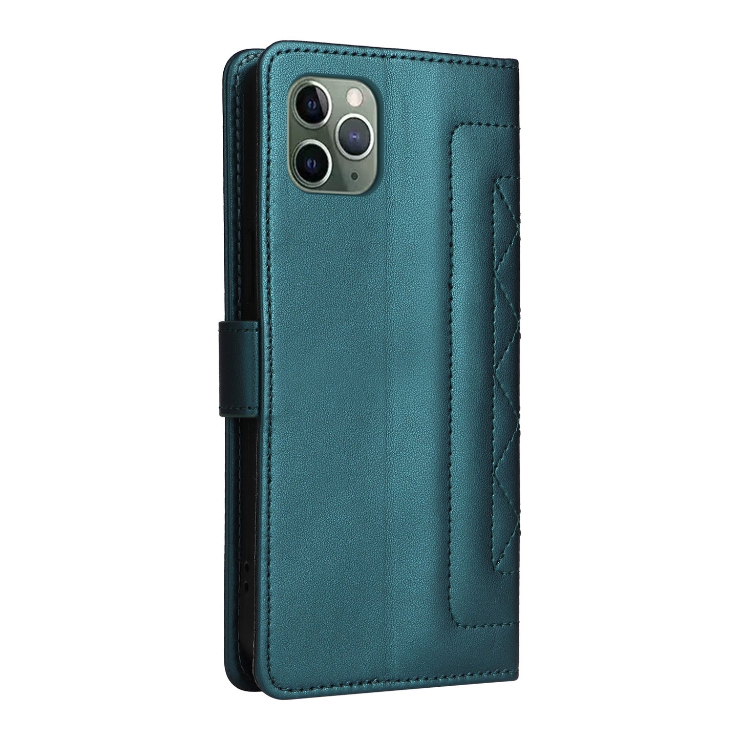 iPhone 11 Pro Diamond Lattice Leather Flip Phone Case - Durable and Convenient Holder with Precision Cutouts