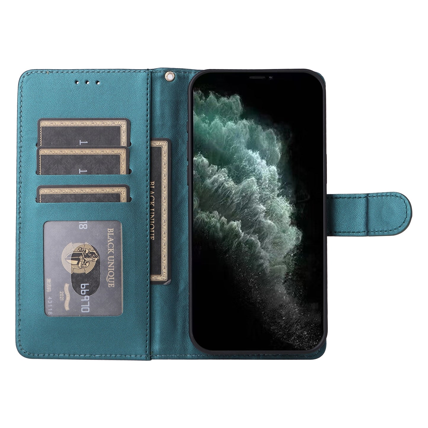 iPhone 11 Pro Diamond Lattice Leather Flip Phone Case - Durable and Convenient Holder with Precision Cutouts