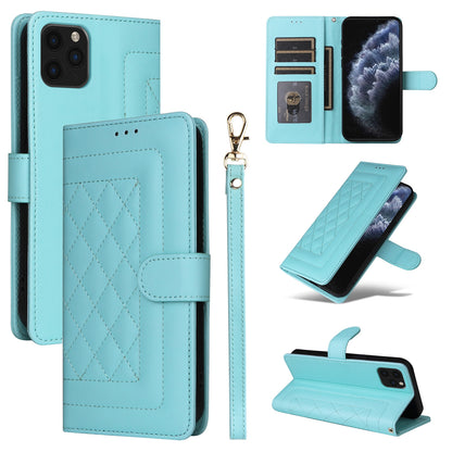 iPhone 11 Pro Max Diamond Lattice Leather Flip Phone Case - Durable and Convenient Holder with Precision Cutouts