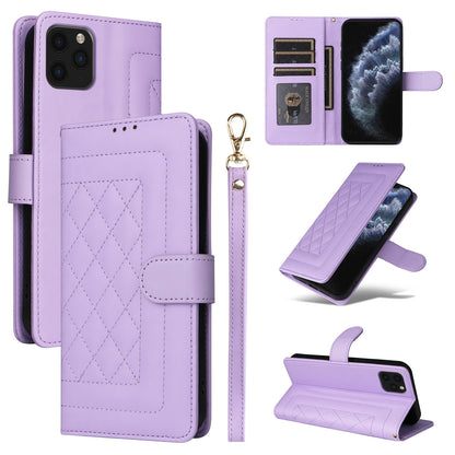 iPhone 11 Pro Max Diamond Lattice Leather Flip Phone Case - Durable and Convenient Holder with Precision Cutouts