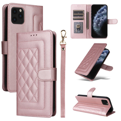 iPhone 11 Pro Max Diamond Lattice Leather Flip Phone Case - Durable and Convenient Holder with Precision Cutouts