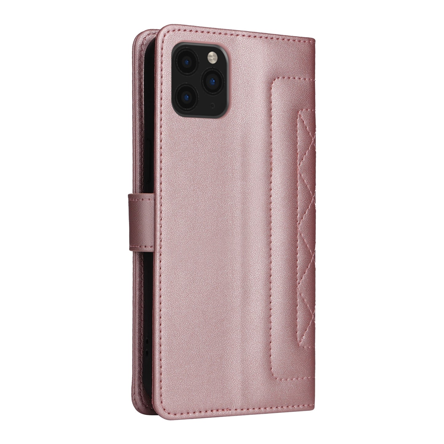 iPhone 11 Pro Max Diamond Lattice Leather Flip Phone Case - Durable and Convenient Holder with Precision Cutouts