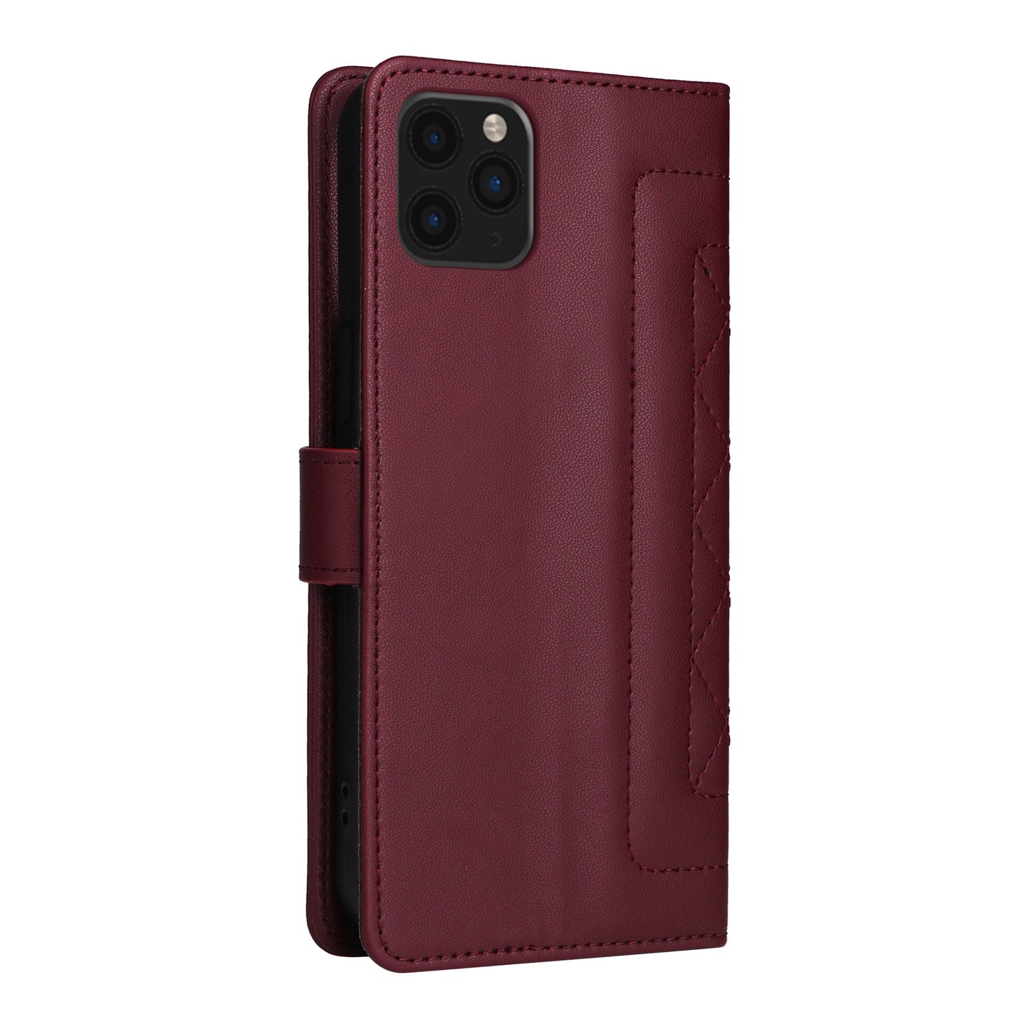 iPhone 11 Pro Max Diamond Lattice Leather Flip Phone Case - Durable and Convenient Holder with Precision Cutouts