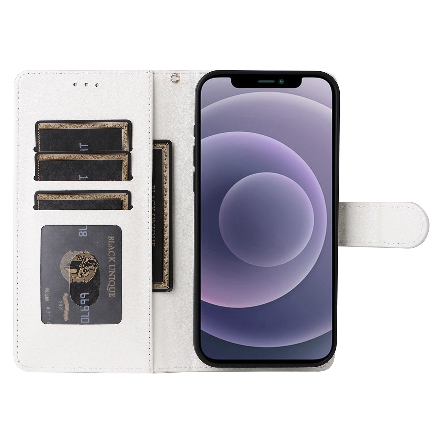 iPhone 12 / 12 Pro Diamond Lattice Leather Flip Phone Case - Durable and Convenient Holder with Precision Cutouts