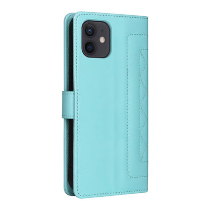 iPhone 12 / 12 Pro Diamond Lattice Leather Flip Phone Case - Durable and Convenient Holder with Precision Cutouts