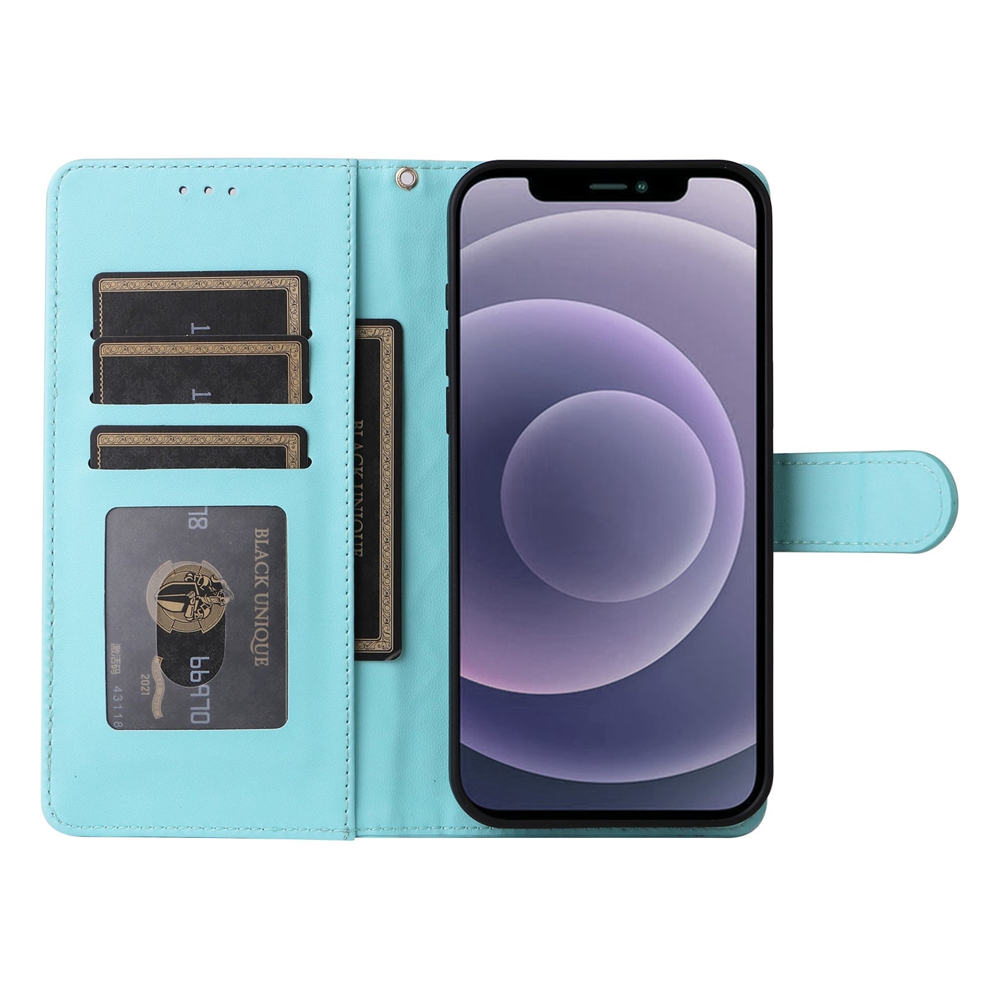 iPhone 12 / 12 Pro Diamond Lattice Leather Flip Phone Case - Durable and Convenient Holder with Precision Cutouts