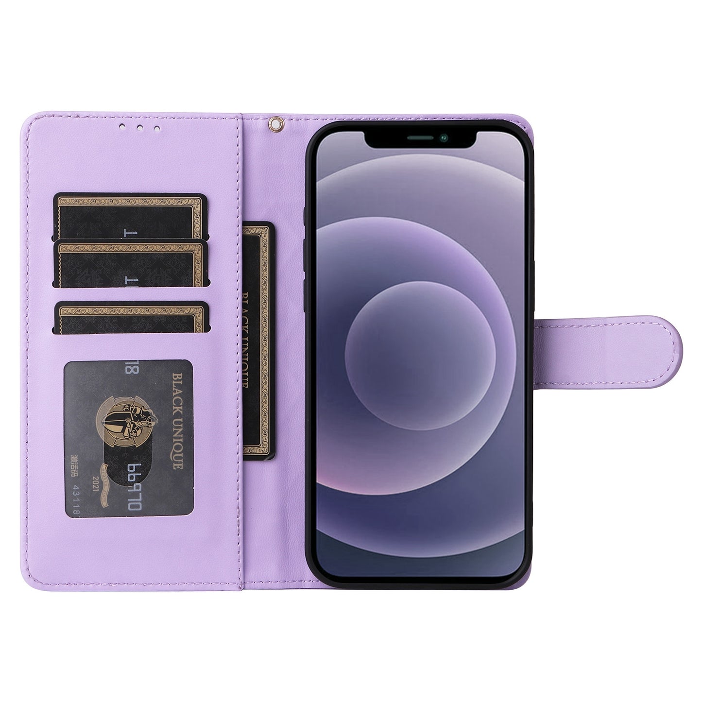 iPhone 12 / 12 Pro Diamond Lattice Leather Flip Phone Case - Durable and Convenient Holder with Precision Cutouts