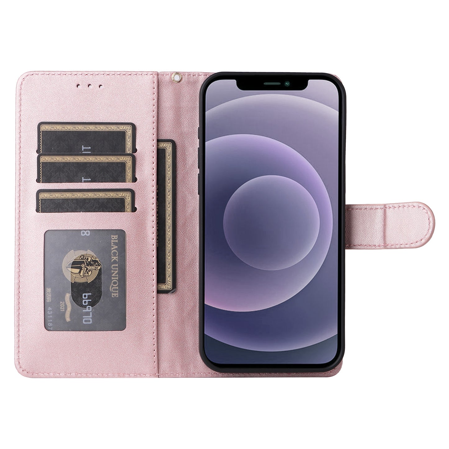 iPhone 12 / 12 Pro Diamond Lattice Leather Flip Phone Case - Durable and Convenient Holder with Precision Cutouts