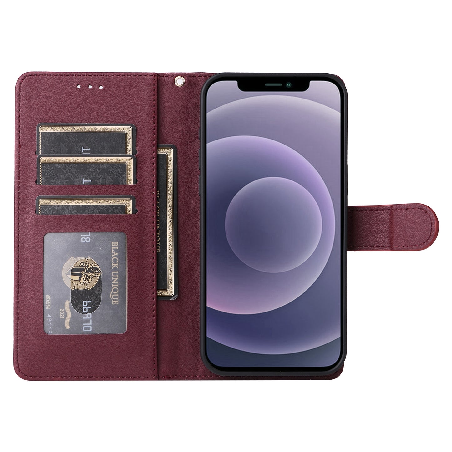 iPhone 12 / 12 Pro Diamond Lattice Leather Flip Phone Case - Durable and Convenient Holder with Precision Cutouts