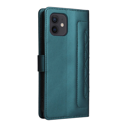 iPhone 12 / 12 Pro Diamond Lattice Leather Flip Phone Case - Durable and Convenient Holder with Precision Cutouts