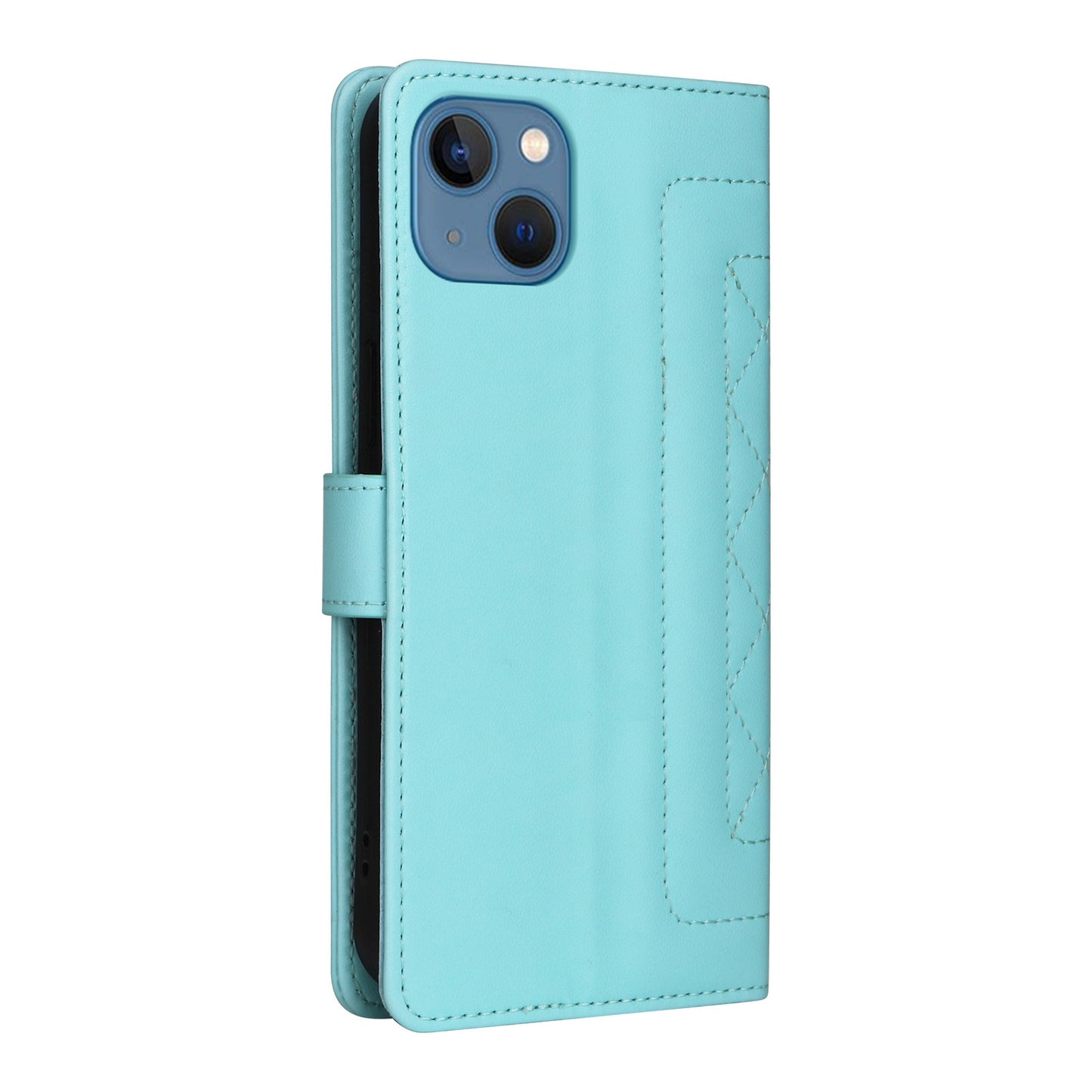 iPhone 13 Diamond Lattice Leather Flip Phone Case - Durable and Convenient Holder with Precision Cutouts