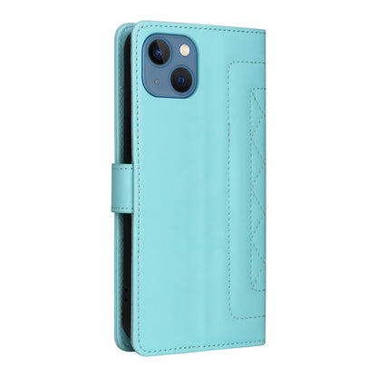 iPhone 13 Diamond Lattice Leather Flip Phone Case - Durable and Convenient Holder with Precision Cutouts
