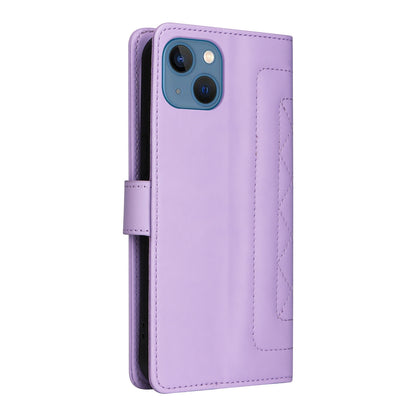 iPhone 13 Diamond Lattice Leather Flip Phone Case - Durable and Convenient Holder with Precision Cutouts