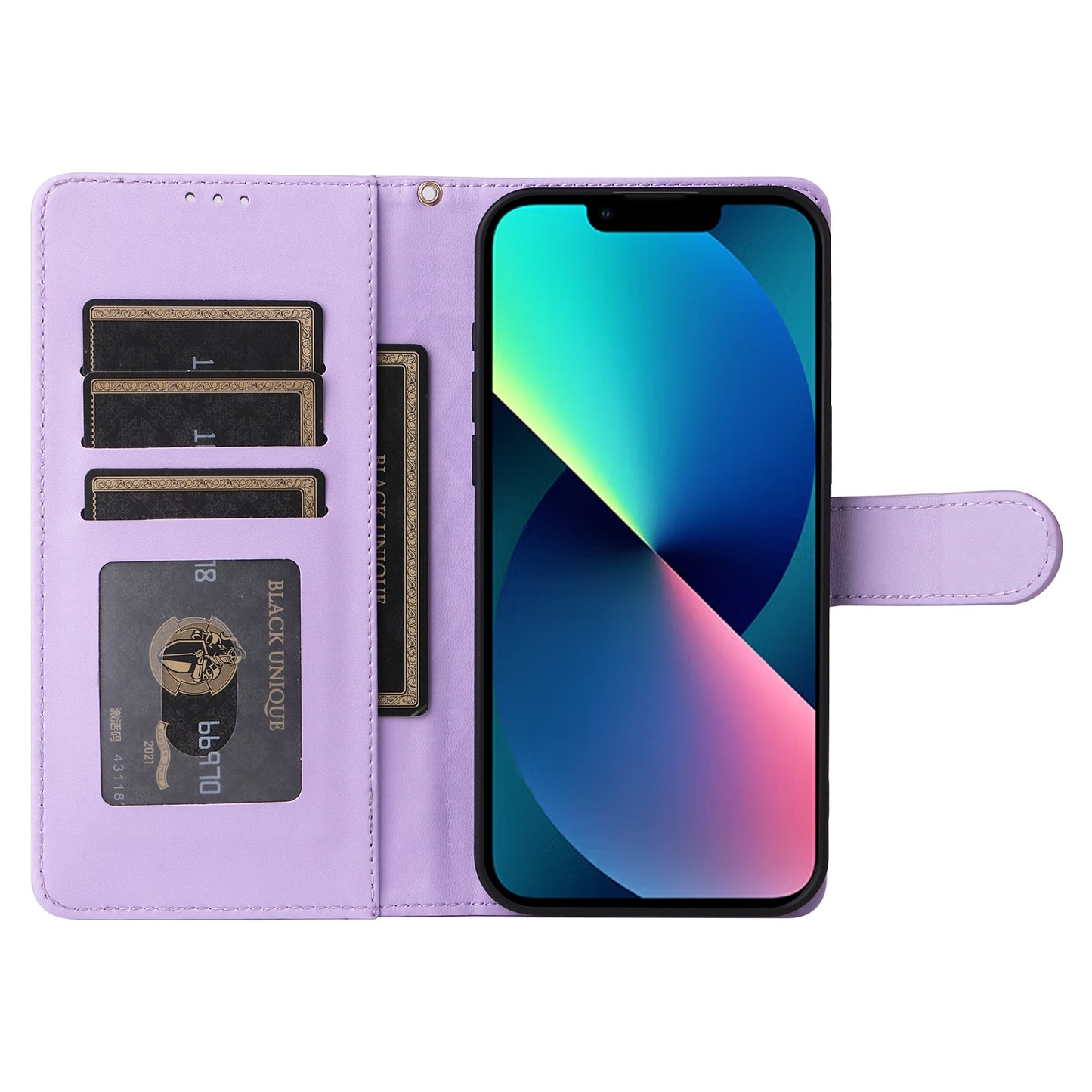 iPhone 13 Diamond Lattice Leather Flip Phone Case - Durable and Convenient Holder with Precision Cutouts