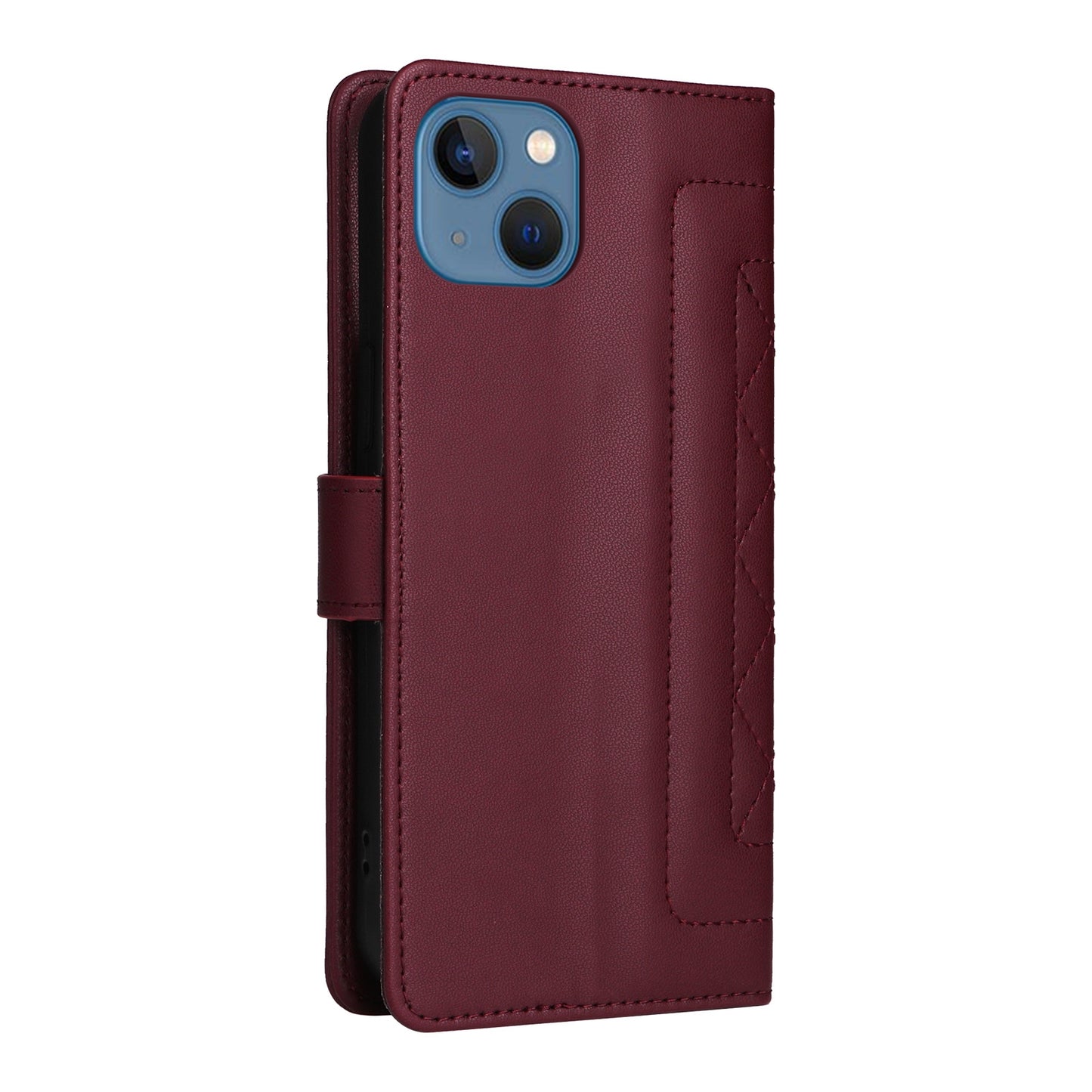 iPhone 13 Diamond Lattice Leather Flip Phone Case - Durable and Convenient Holder with Precision Cutouts