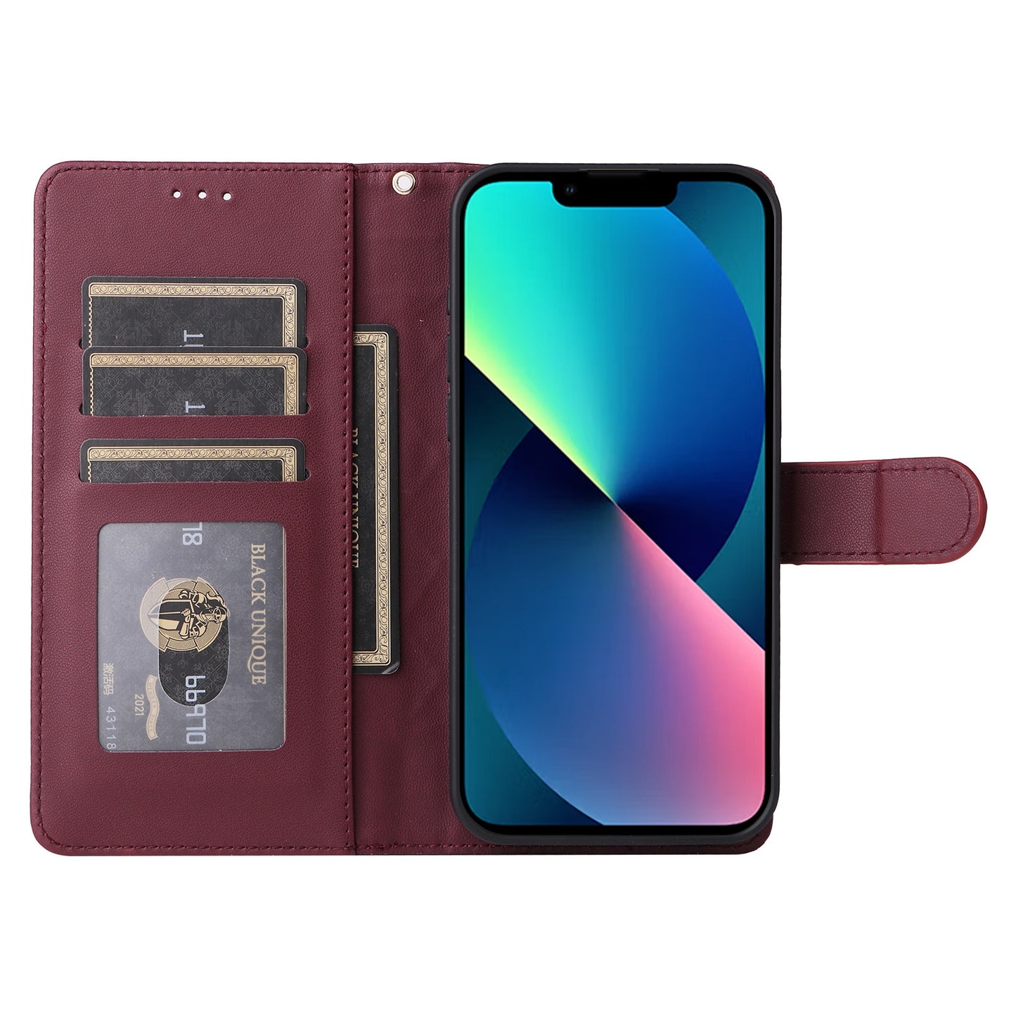 iPhone 13 Diamond Lattice Leather Flip Phone Case - Durable and Convenient Holder with Precision Cutouts