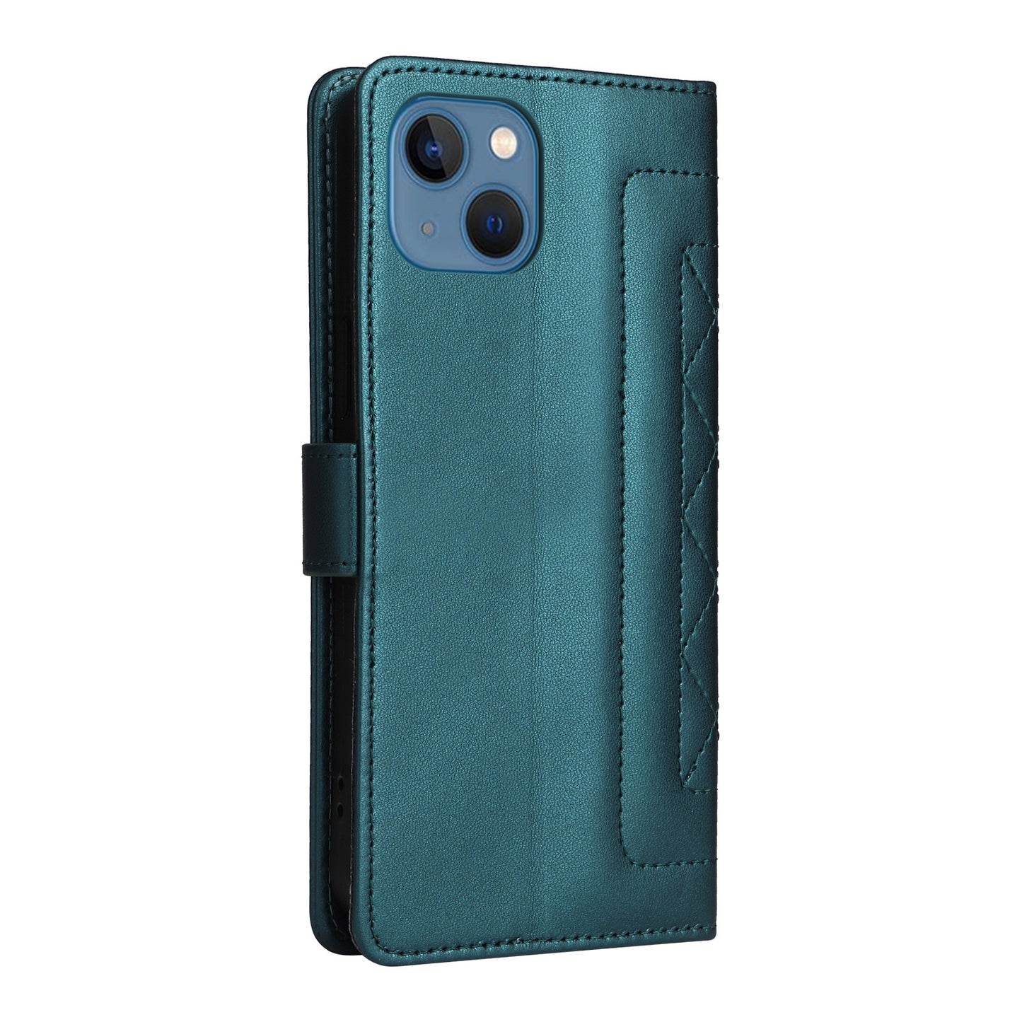 iPhone 13 Diamond Lattice Leather Flip Phone Case - Durable and Convenient Holder with Precision Cutouts