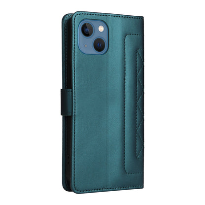 iPhone 13 Diamond Lattice Leather Flip Phone Case - Durable and Convenient Holder with Precision Cutouts