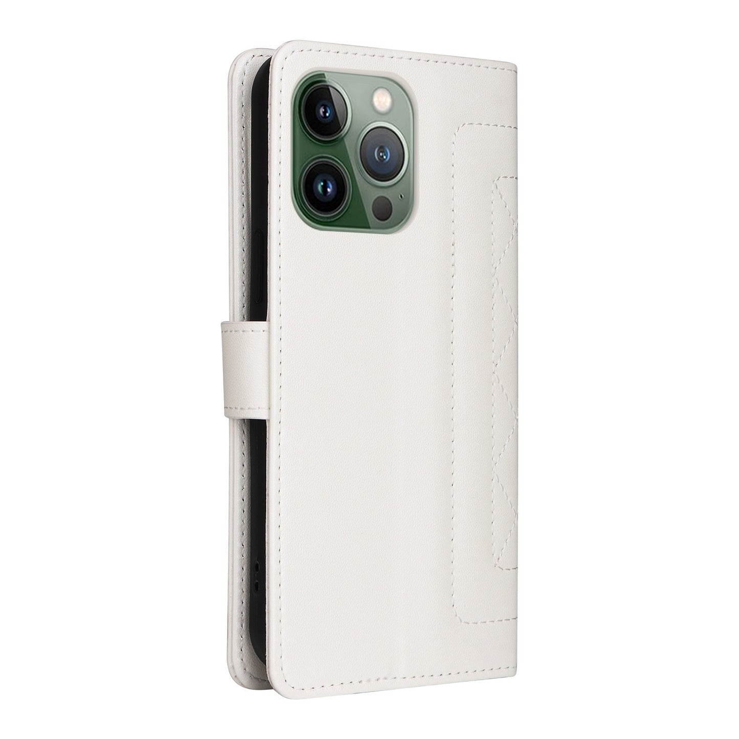 iPhone 13 Pro Diamond Lattice Leather Flip Phone Case - Durable and Convenient Holder with Precision Cutouts