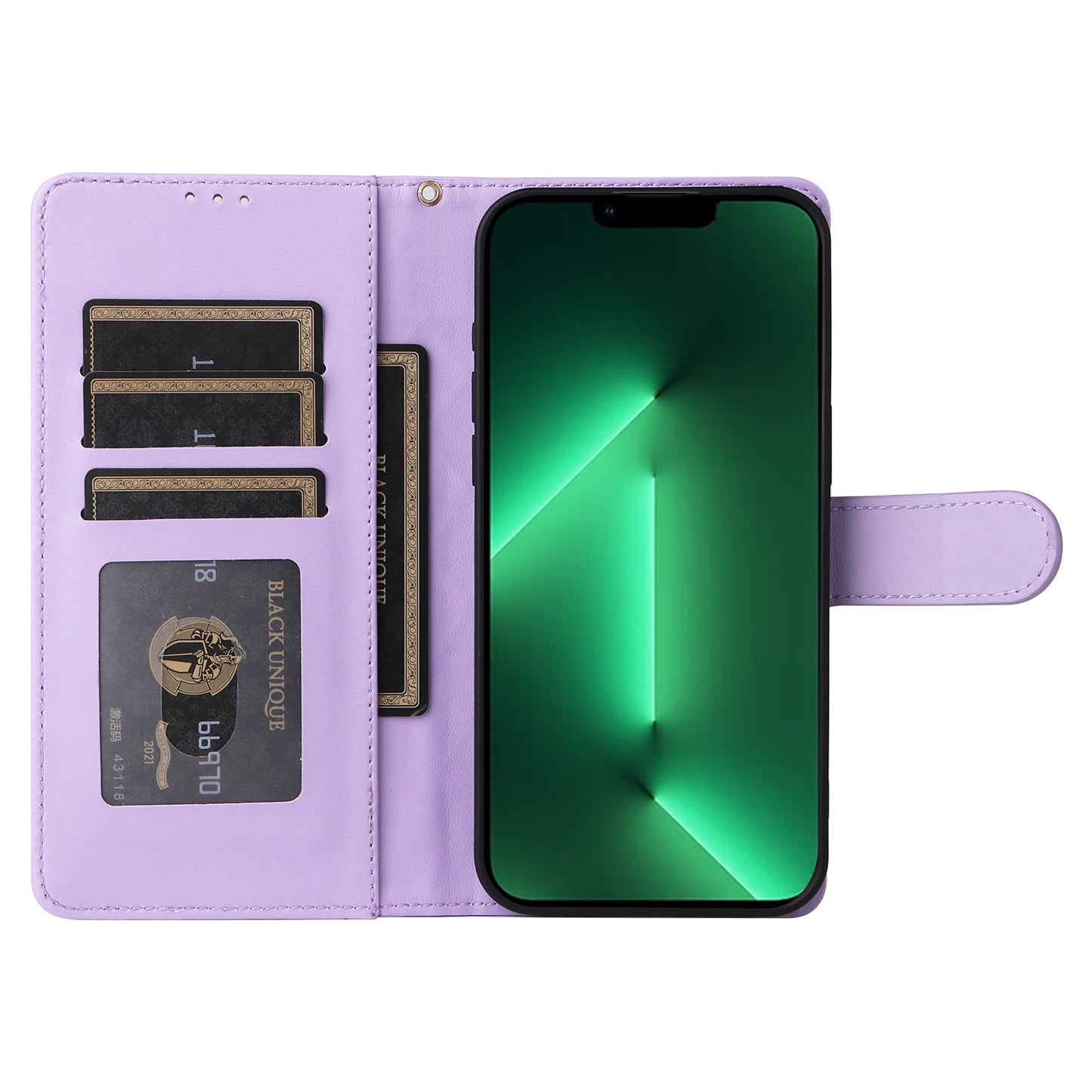 iPhone 13 Pro Diamond Lattice Leather Flip Phone Case - Durable and Convenient Holder with Precision Cutouts