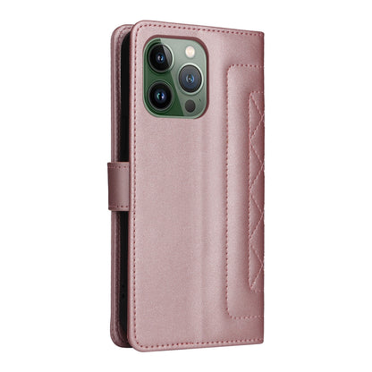 iPhone 13 Pro Diamond Lattice Leather Flip Phone Case - Durable and Convenient Holder with Precision Cutouts