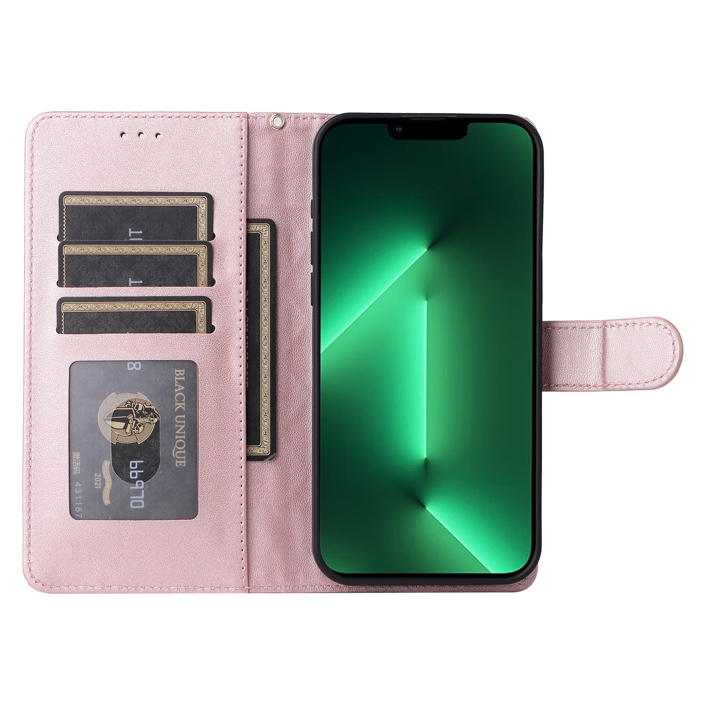 iPhone 13 Pro Diamond Lattice Leather Flip Phone Case - Durable and Convenient Holder with Precision Cutouts