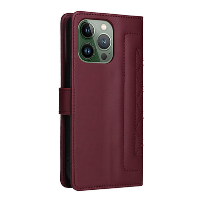 iPhone 13 Pro Diamond Lattice Leather Flip Phone Case - Durable and Convenient Holder with Precision Cutouts
