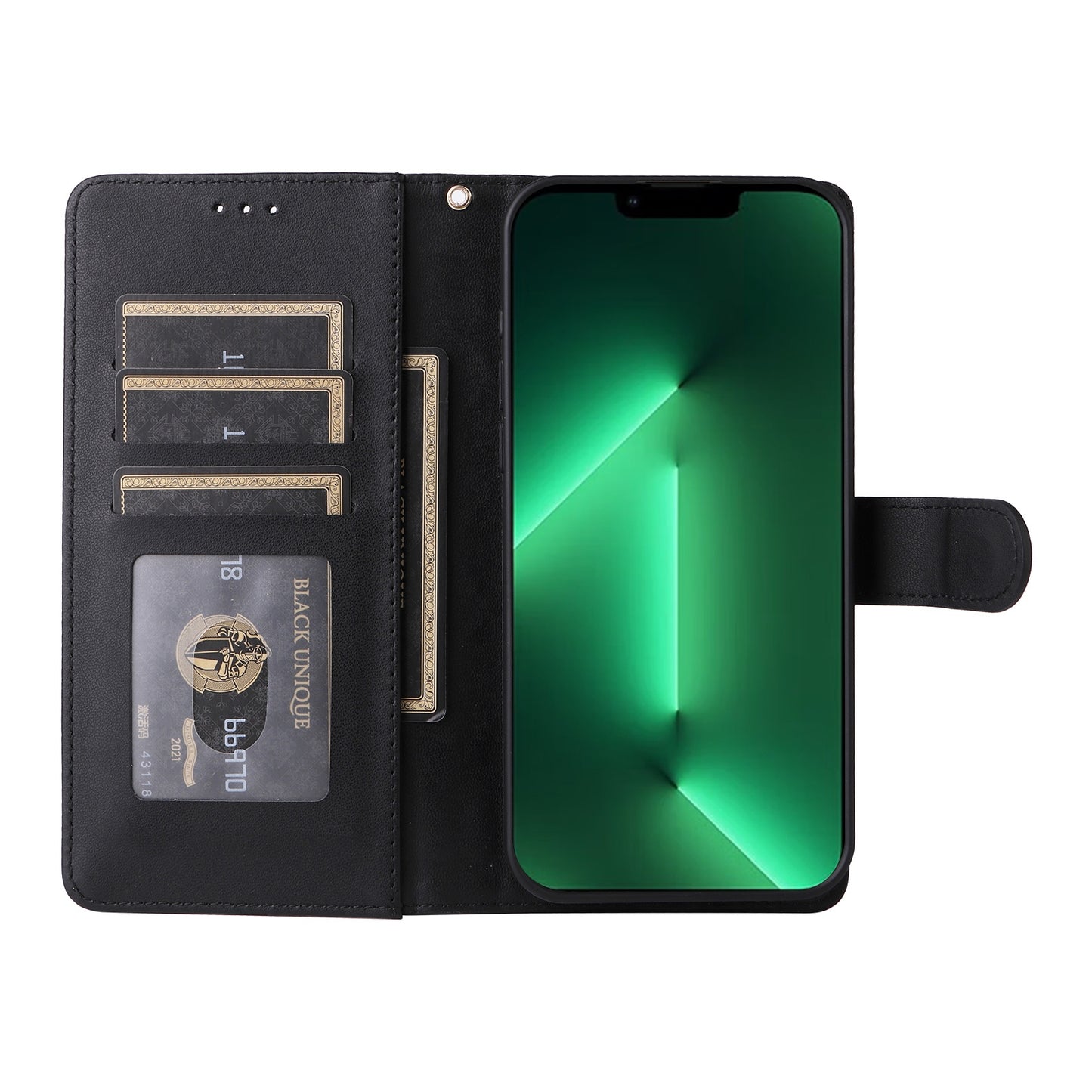 iPhone 13 Pro Diamond Lattice Leather Flip Phone Case - Durable and Convenient Holder with Precision Cutouts