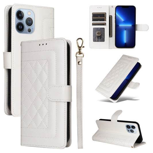 iPhone 13 Pro Max Diamond Lattice Leather Flip Phone Case - Durable and Convenient Holder with Precision Cutouts