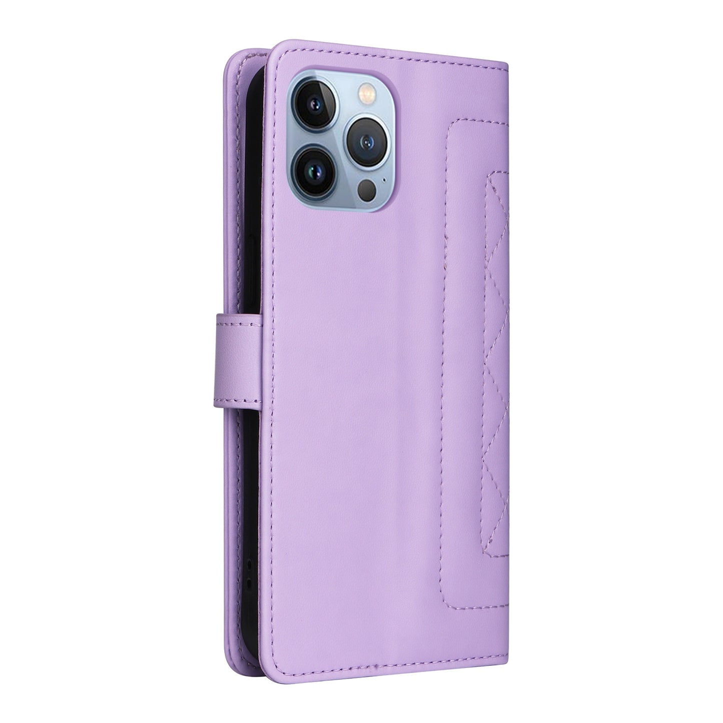 iPhone 13 Pro Max Diamond Lattice Leather Flip Phone Case - Durable and Convenient Holder with Precision Cutouts