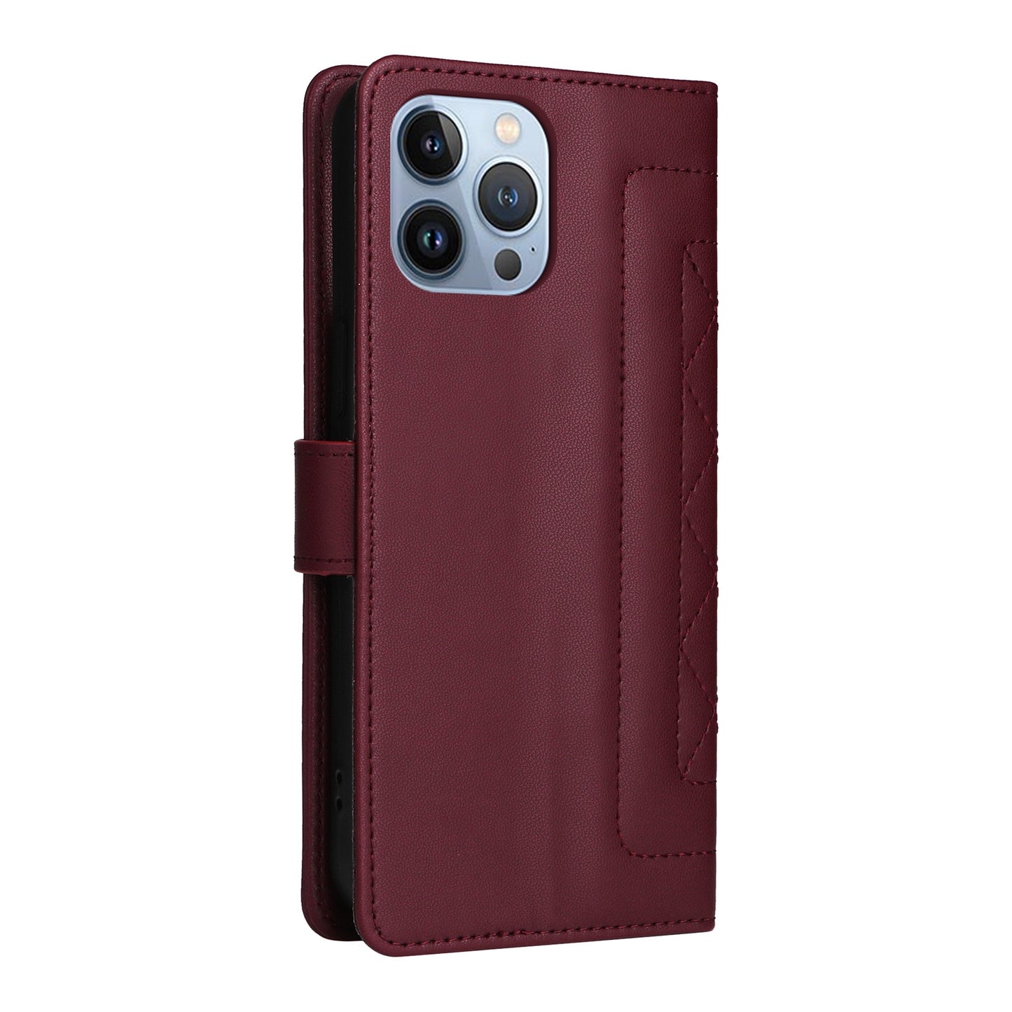 iPhone 13 Pro Max Diamond Lattice Leather Flip Phone Case - Durable and Convenient Holder with Precision Cutouts