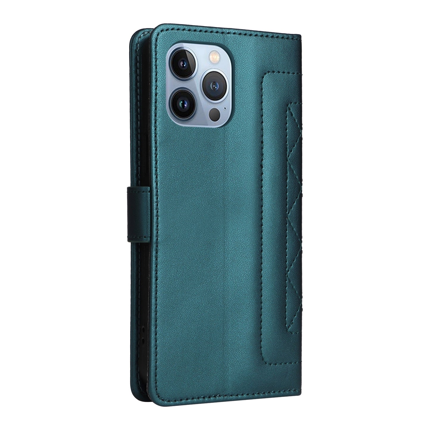 iPhone 13 Pro Max Diamond Lattice Leather Flip Phone Case - Durable and Convenient Holder with Precision Cutouts